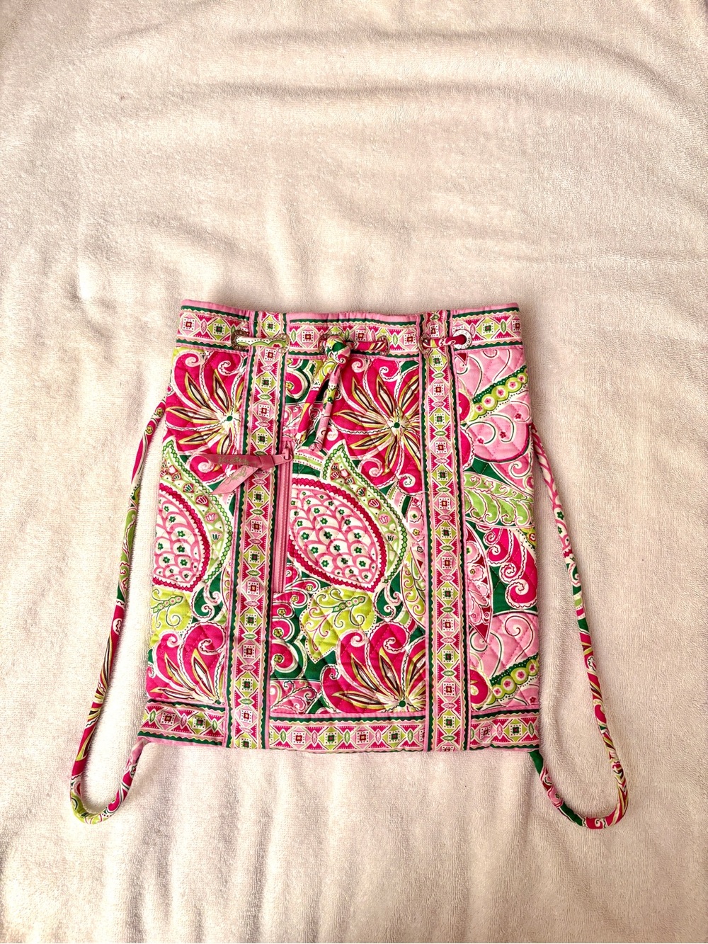 Vera Bradley Drawstring Backpack Pinwheel Pink Retired Quilted Bag